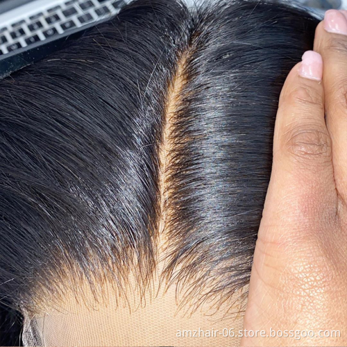 AMZHair Raw Straight Brazilian Virgin 100% Human Hair Wig Cheap HD Full Lace Front Wig Human Hair With Baby Hair For Black Women